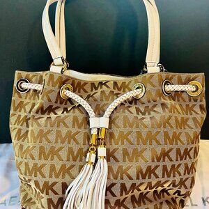 MK Logo Michael Kors Corded Tassel Tote